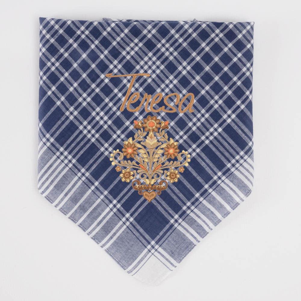 Pañuelo Fallero Personalizado Nombre Flores Dorados - Nanetes #