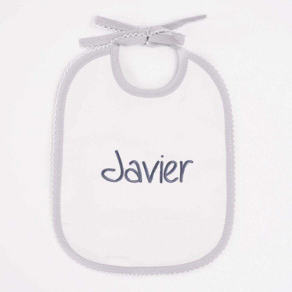 Babero Personalizado Bebé con Nombre Nanetes Gris - Nanetes #