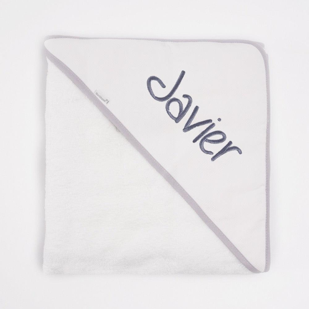 Capa de Baño Bebé Personalizada Algodón Ribete Gris Nanetes - Nanetes #