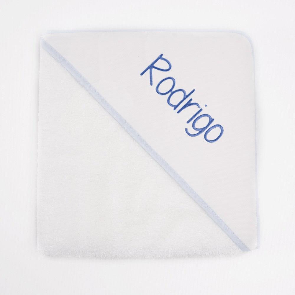 Capa de Baño Bebé Personalizada Algodón Ribete Celeste Nanetes - Nanetes #