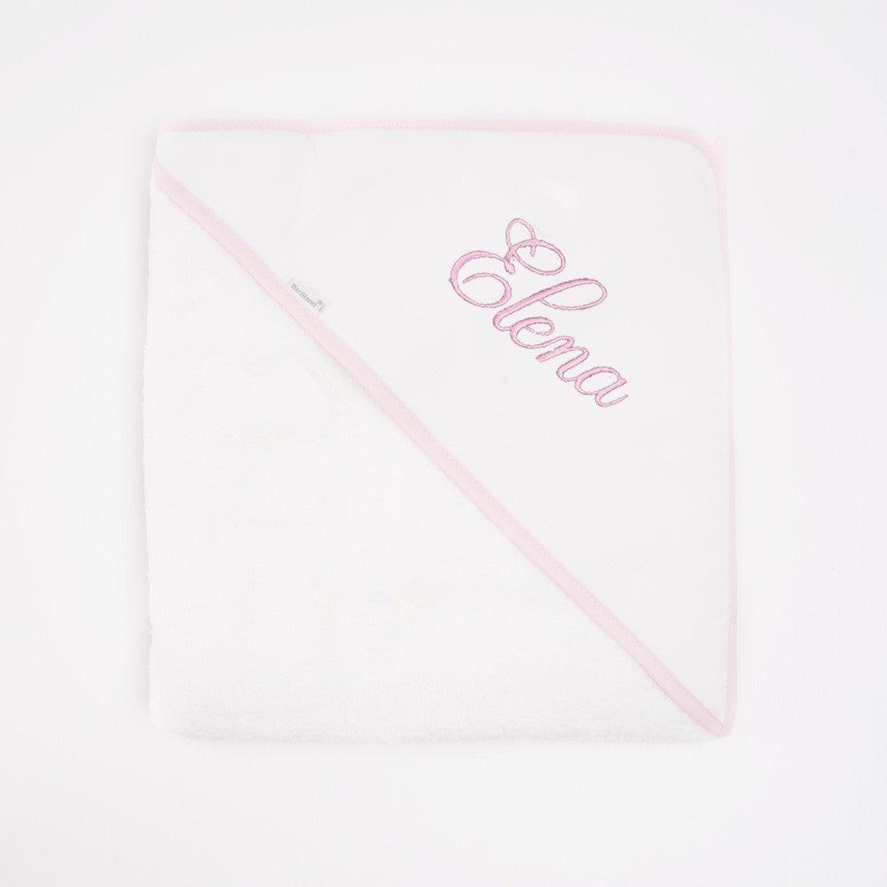 Capa de Baño Bebé Personalizada Algodón Ribete Rosa Nanetes - Nanetes #