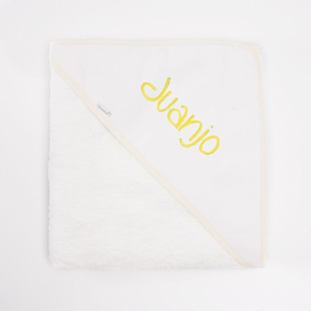 Capa de Baño Bebé Personalizada Algodón Ribete Beige Nanetes - Nanetes #