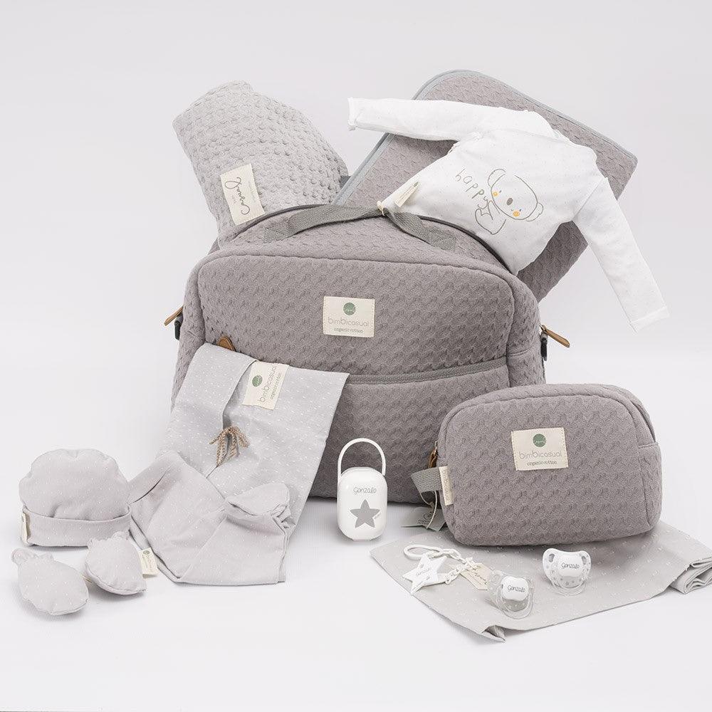Lote Regalo Maternidad Premium Completo Primera Puesta Crochet Gris Nanetes - Nanetes #