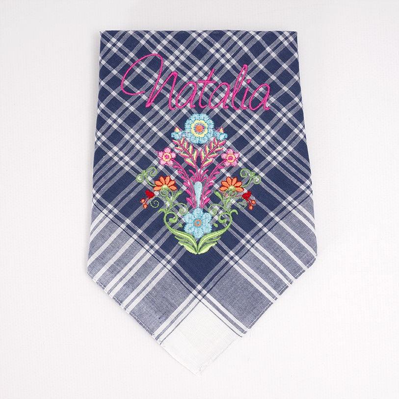 Pañuelo Fallero Personalizado Nombre Flores Rosas - Nanetes #