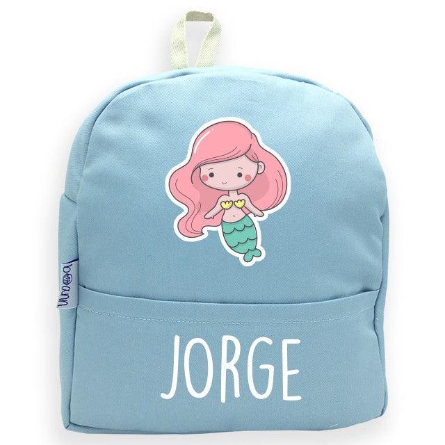Mochila Personalizada Infantil Sirena Nombre Boann - Nanetes #