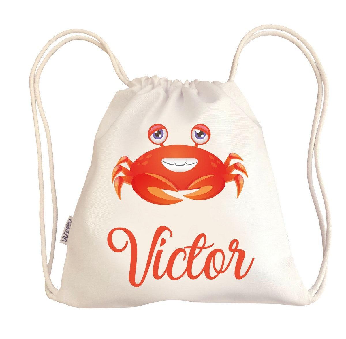 Bolsa Tela Niños Petate Personalizado Cangrejo con Nombre Boann - Nanetes #