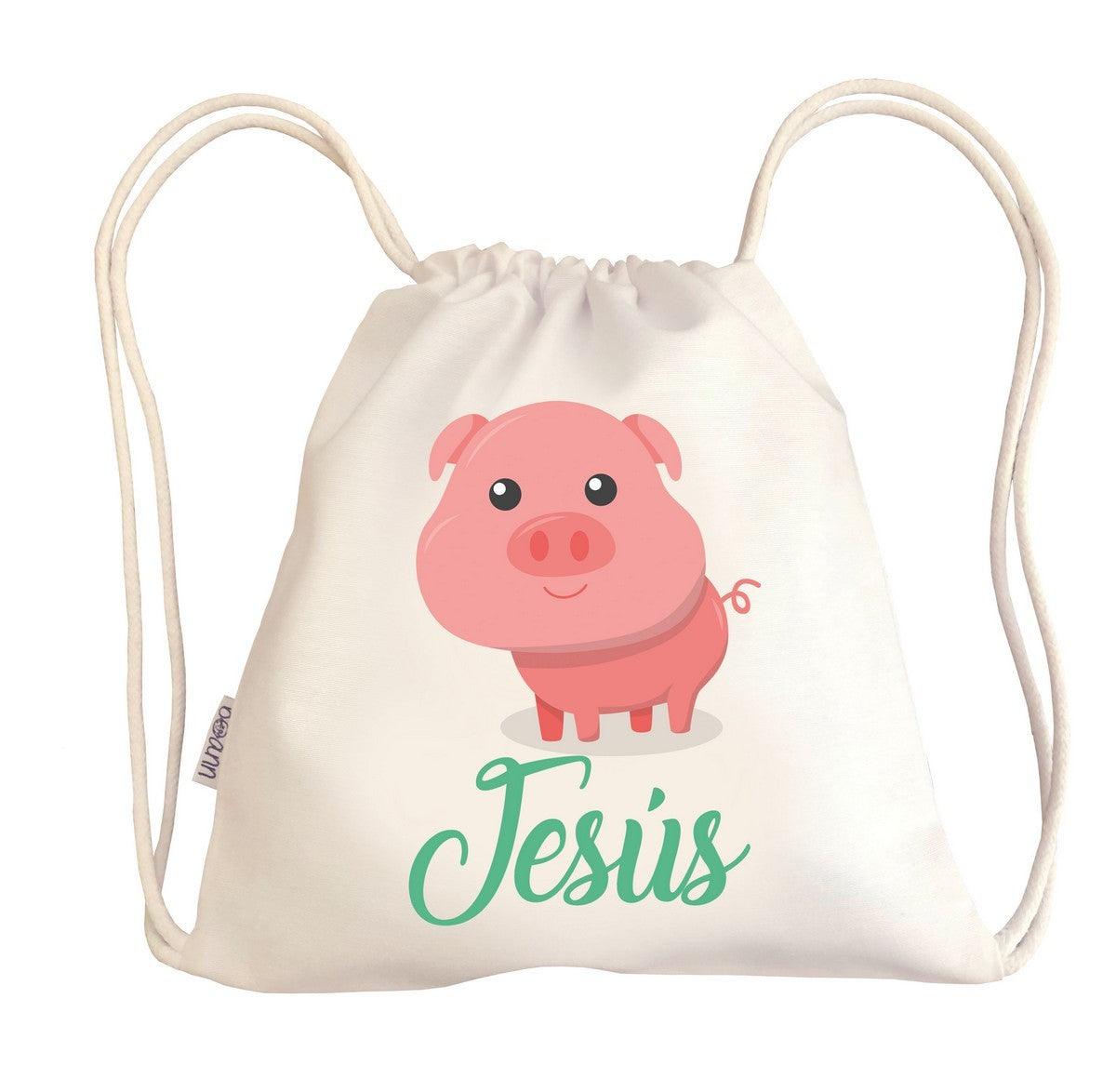 Bolsa Tela Niños Petate Personalizado Cerdito con Nombre Boann - Nanetes #