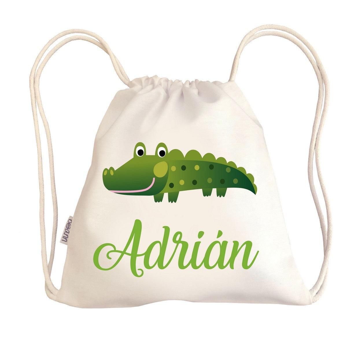 Bolsa Tela Niños Petate Personalizado Cocodrilo con Nombre Boann - Nanetes #