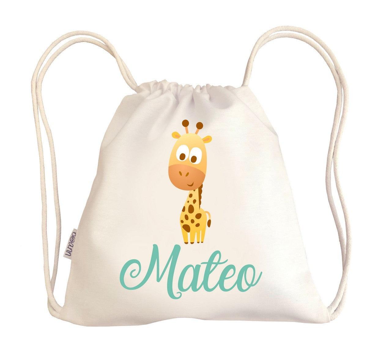 Bolsa Tela Niños Petate Personalizado Jirafa con Nombre Boann - Nanetes #