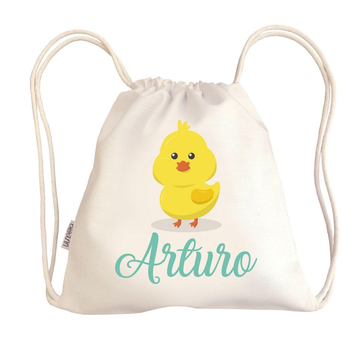 Bolsa Tela Niños Petate Personalizado Pollito con Nombre Boann - Nanetes #
