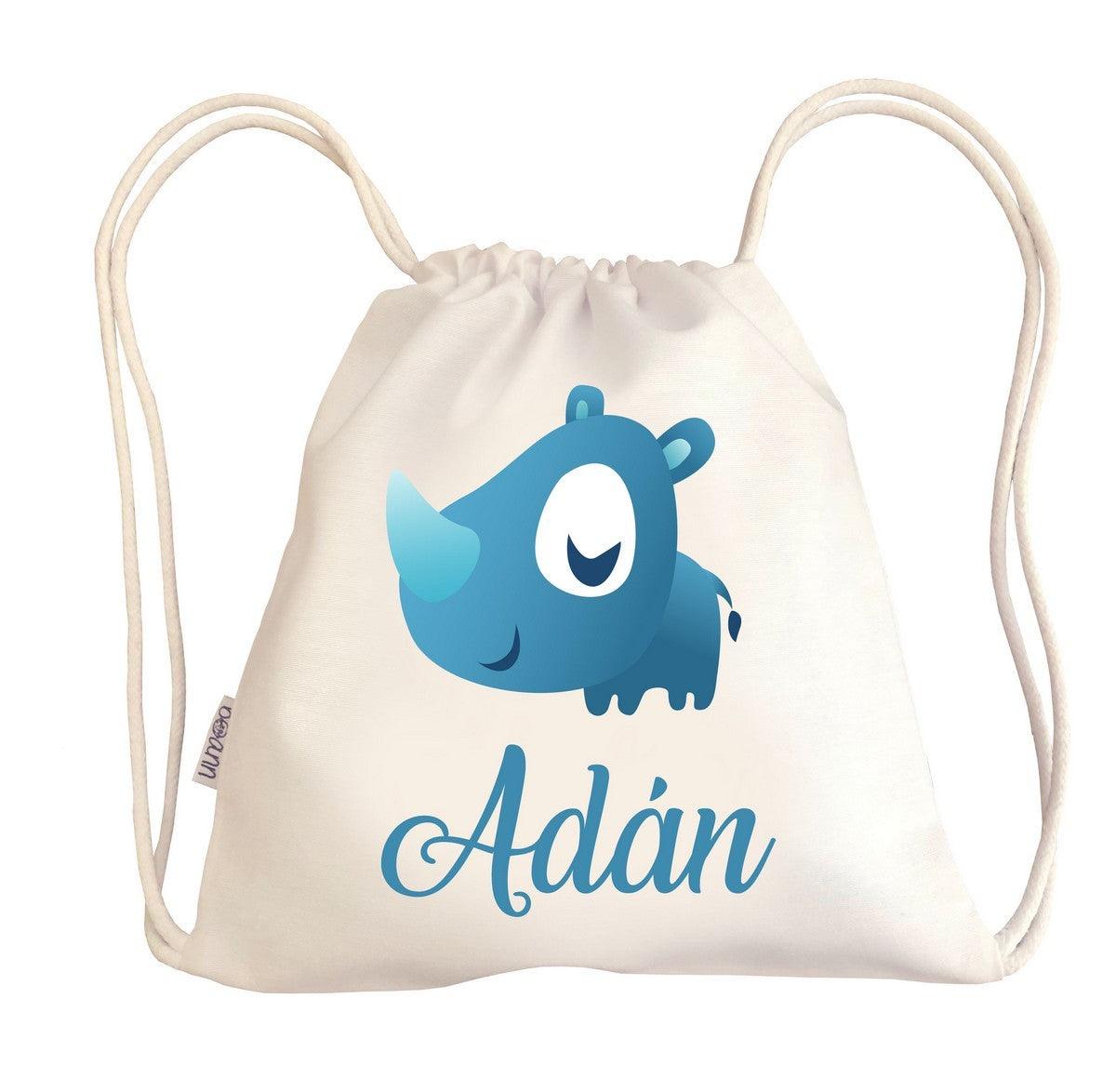 Bolsa Tela Niños Petate Personalizado Rinoceronte con Nombre Boann - Nanetes #