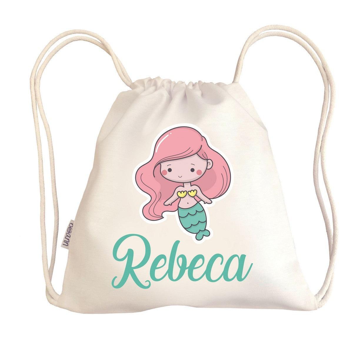 Bolsa Tela Niños Petate Personalizado Sirena con Nombre Boann - Nanetes #