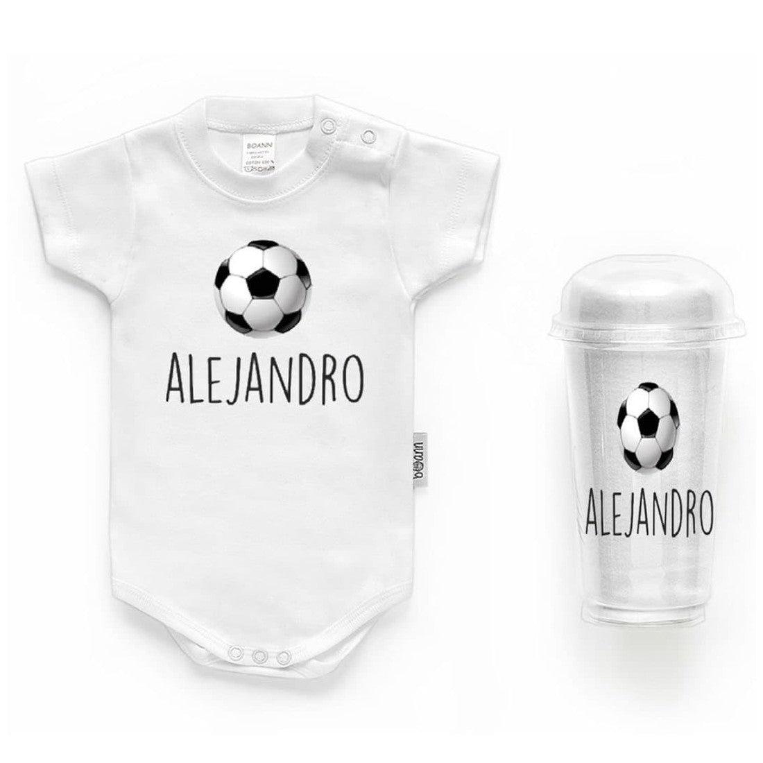 Body Personalizado Bebé Balón Fútbol con Nombre Boann - Nanetes #