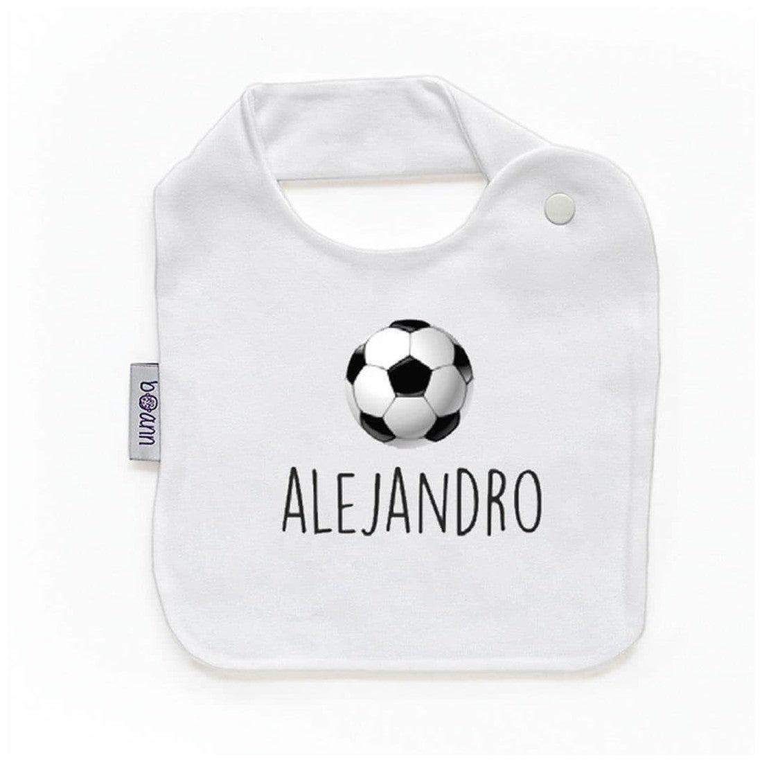 Babero Bebé Divertido Balón Futbol Nombre Boann - Nanetes #