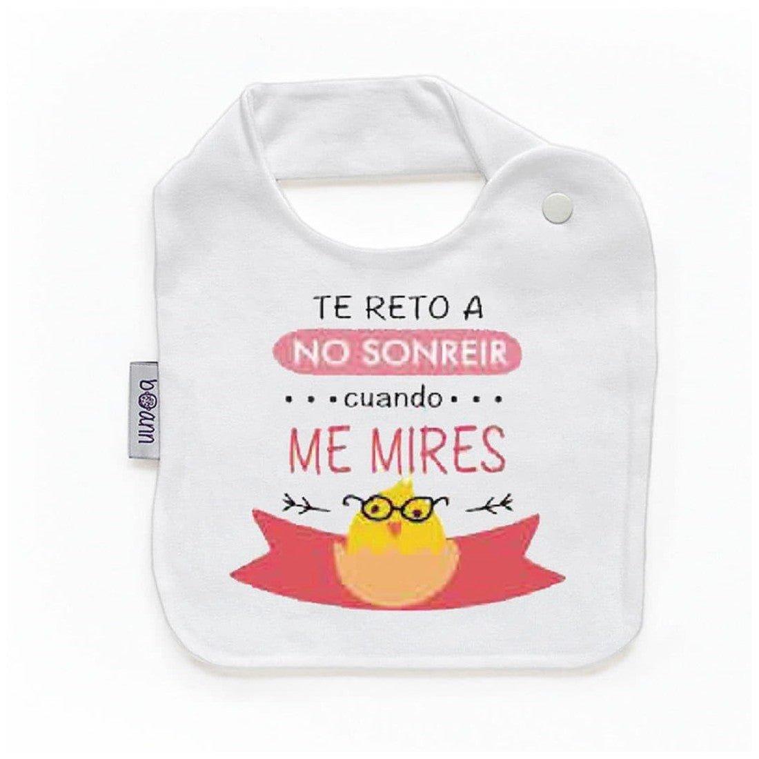 Babero Bebé Divertido Te reto a no Sonreir Boann - Nanetes #