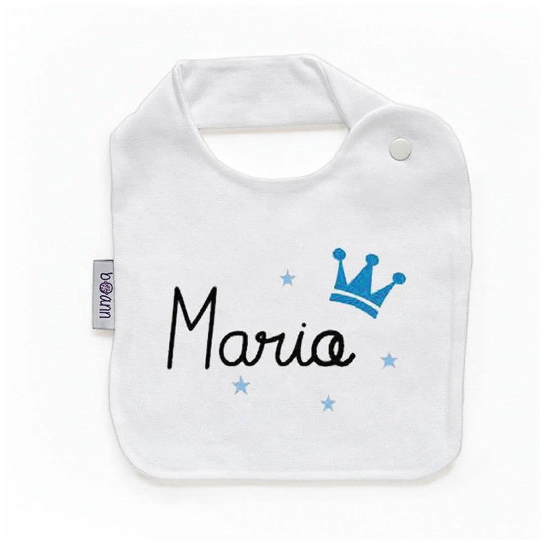Babero Bebé Divertido Corona Azul Nombre Boann - Nanetes #