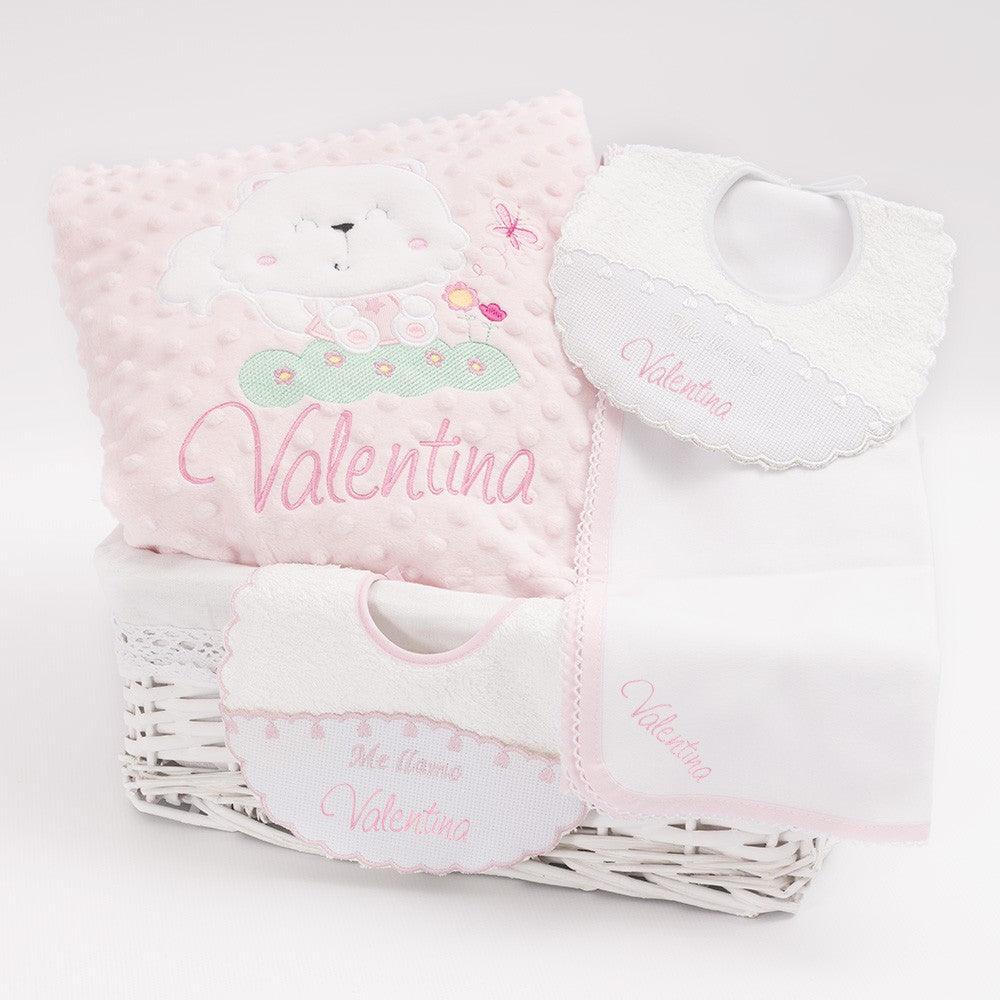Cesta Regalo Bebe Personalizada Gatita Blanca Nanetes - Nanetes #