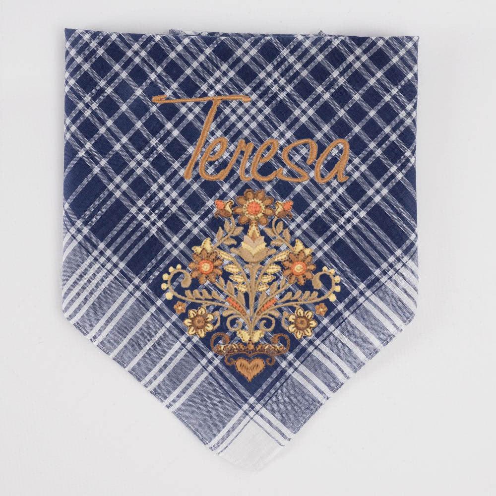 Pañuelo Fallero Personalizado Nombre Flores Dorados - Nanetes #
