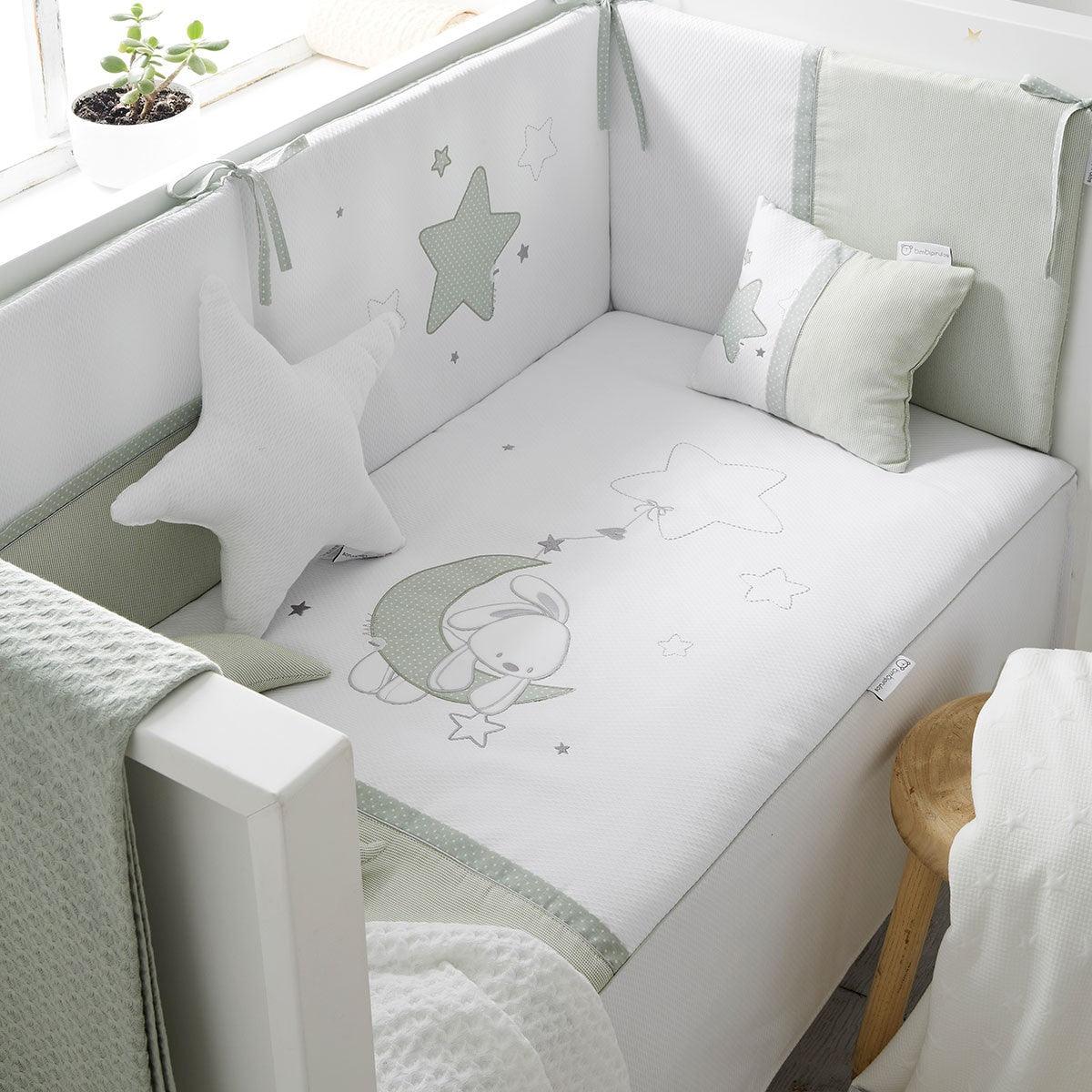 Colcha con Protector Cuna Luna Verde Bimbi Pirulos - Nanetes