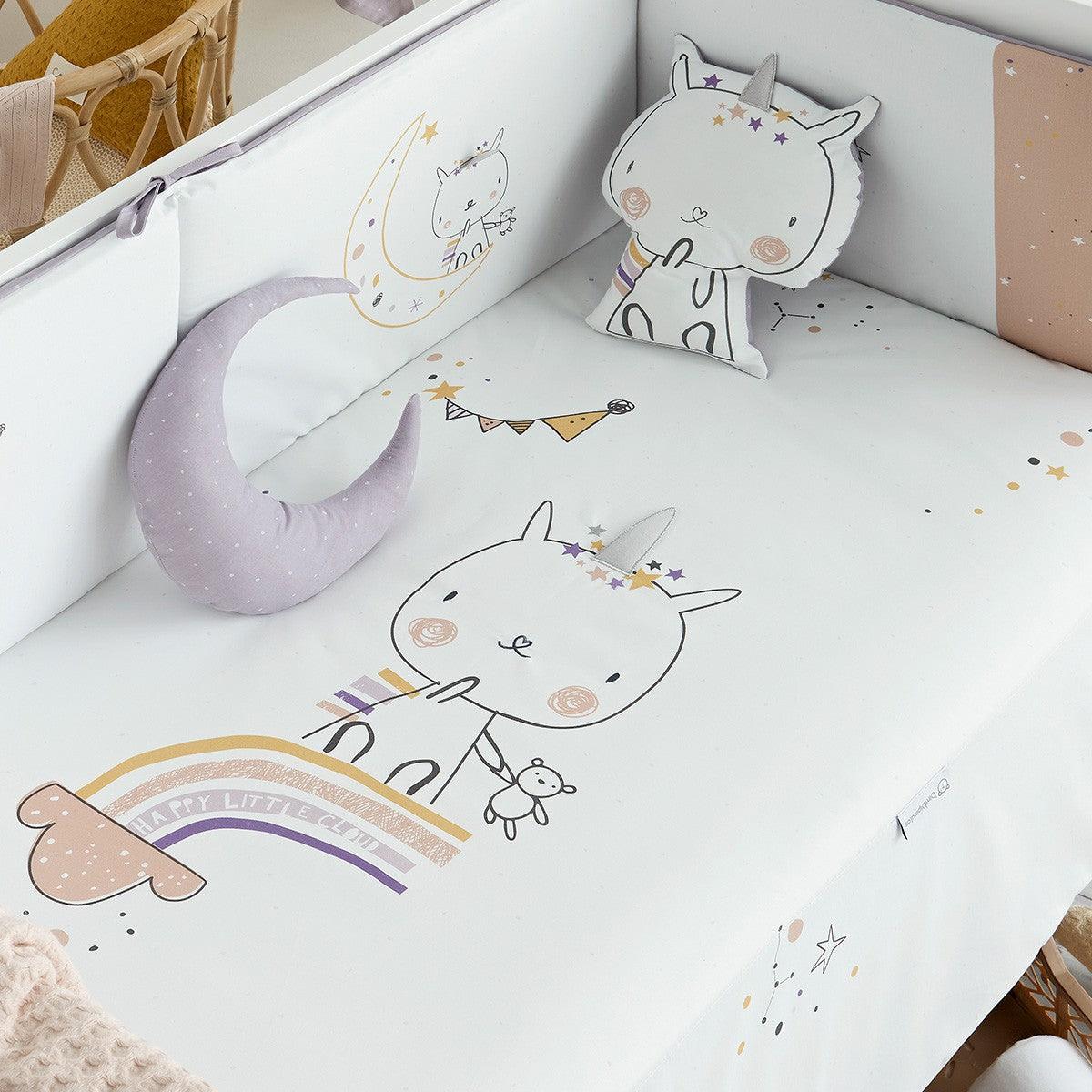 Colcha con Protector Cuna Unicornio Bimbi Pirulos - Nanetes
