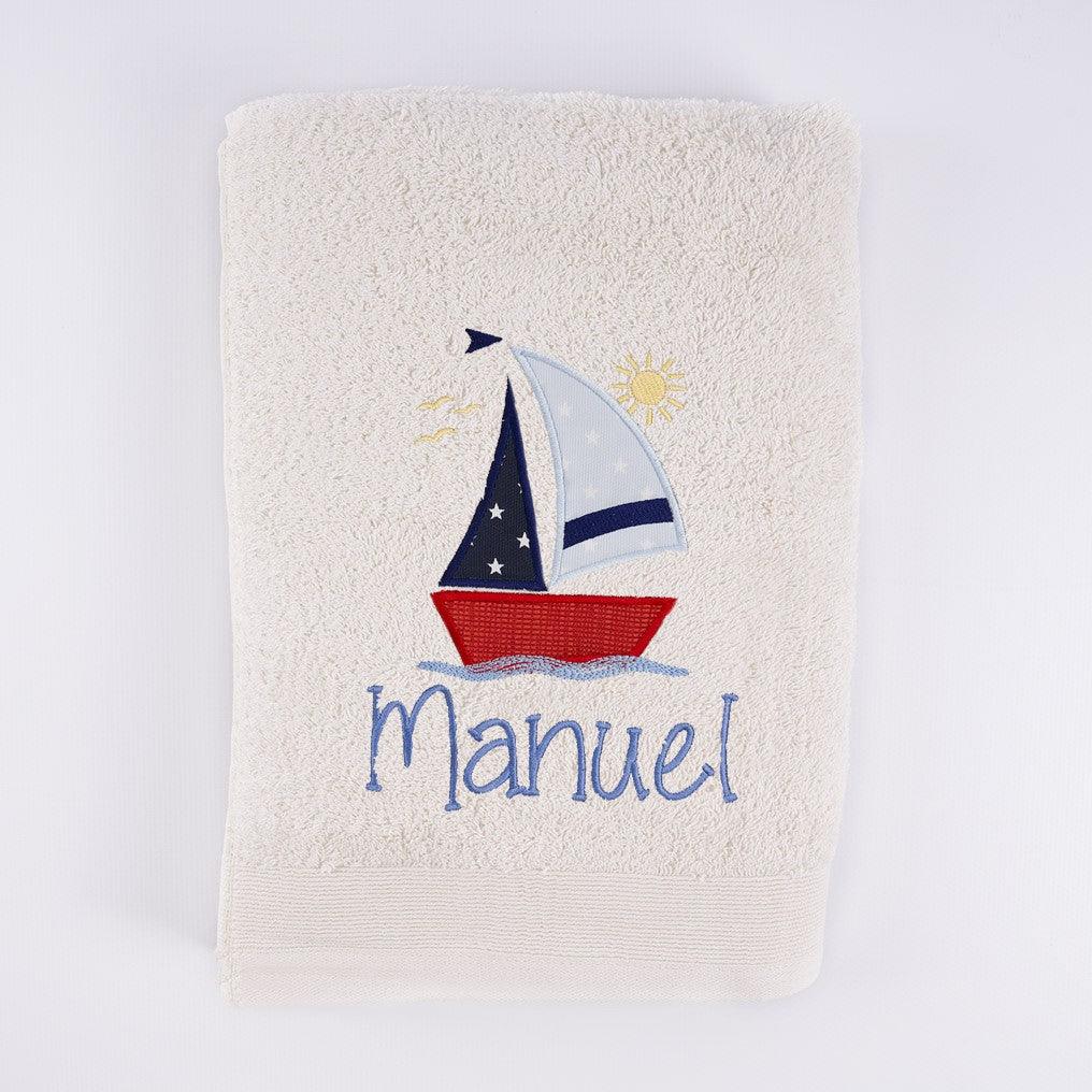 Toalla Personalizada Bordada Nautica Barco Nanetes