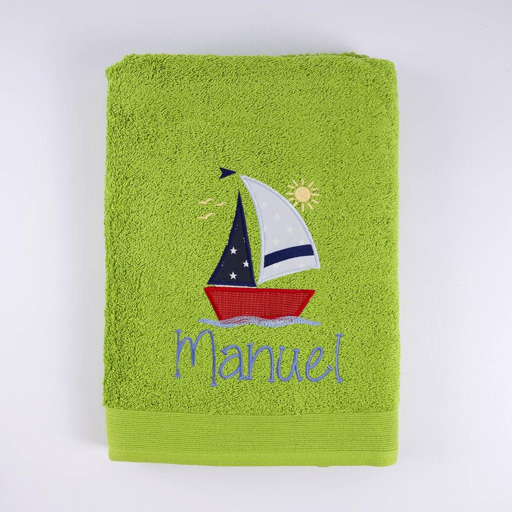 Toalla Personalizada Bordada Nautica Barco Nanetes