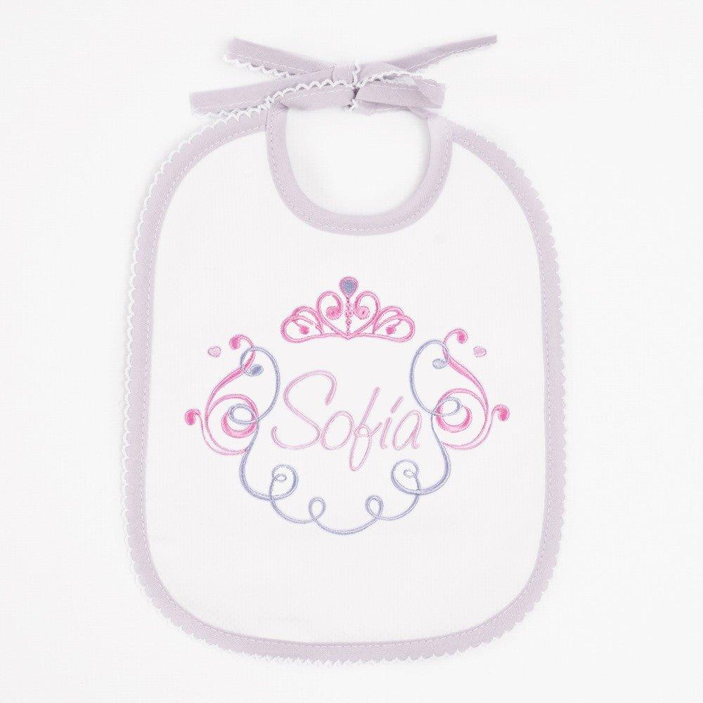 Babero Personalizado Bebé Bordado Corona Espiral Nanetes - Nanetes #