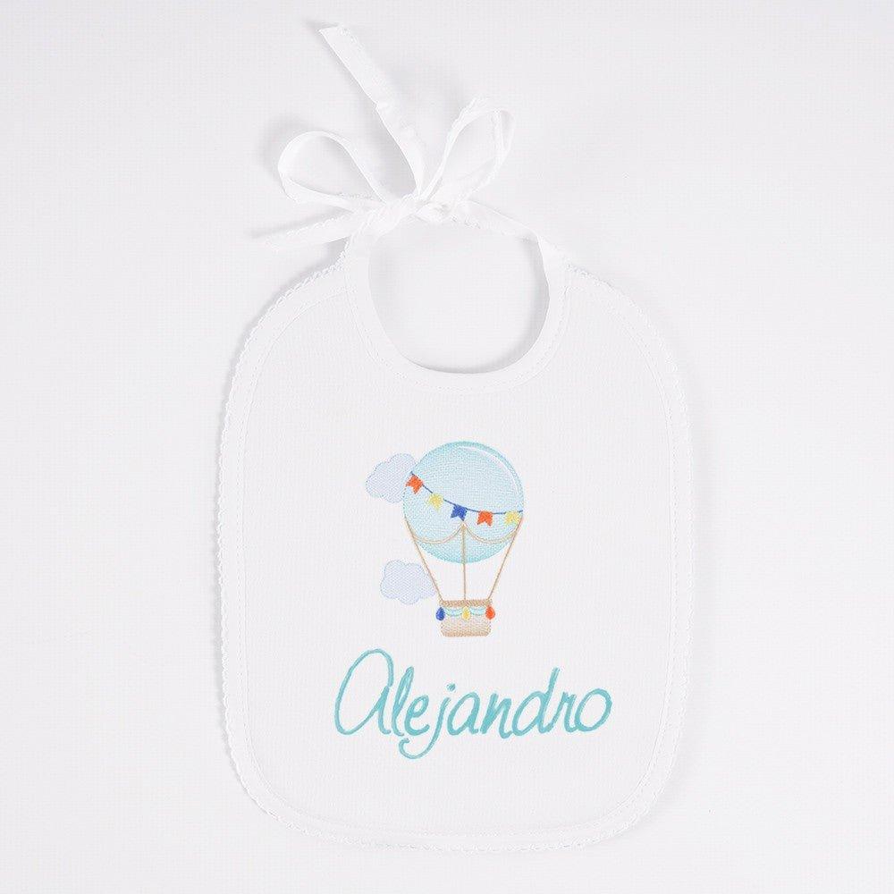 Babero Personalizado Bebé Bordado Globo Aerostatico Nanetes - Nanetes #