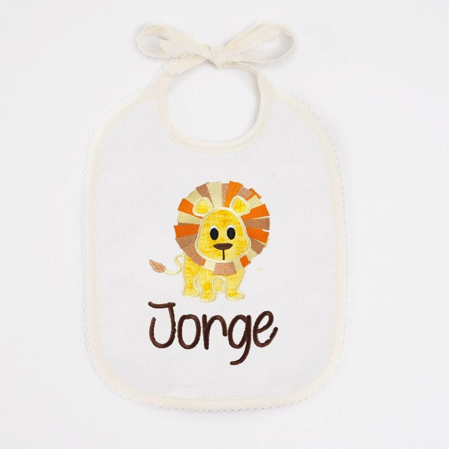 Babero Personalizado Bebé Bordado Leon Aplique Nanetes - Nanetes #