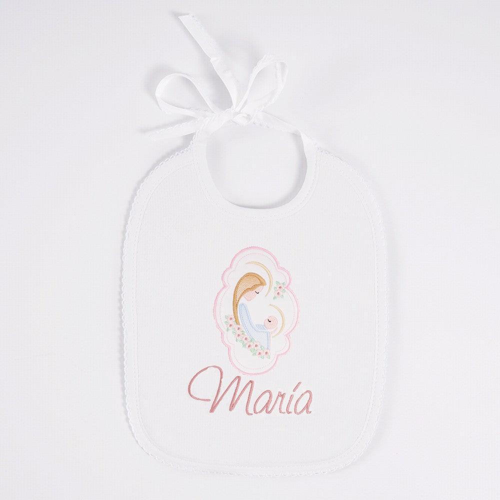 Babero Personalizado Bebé Bordado Virgen María Nanetes - Nanetes #