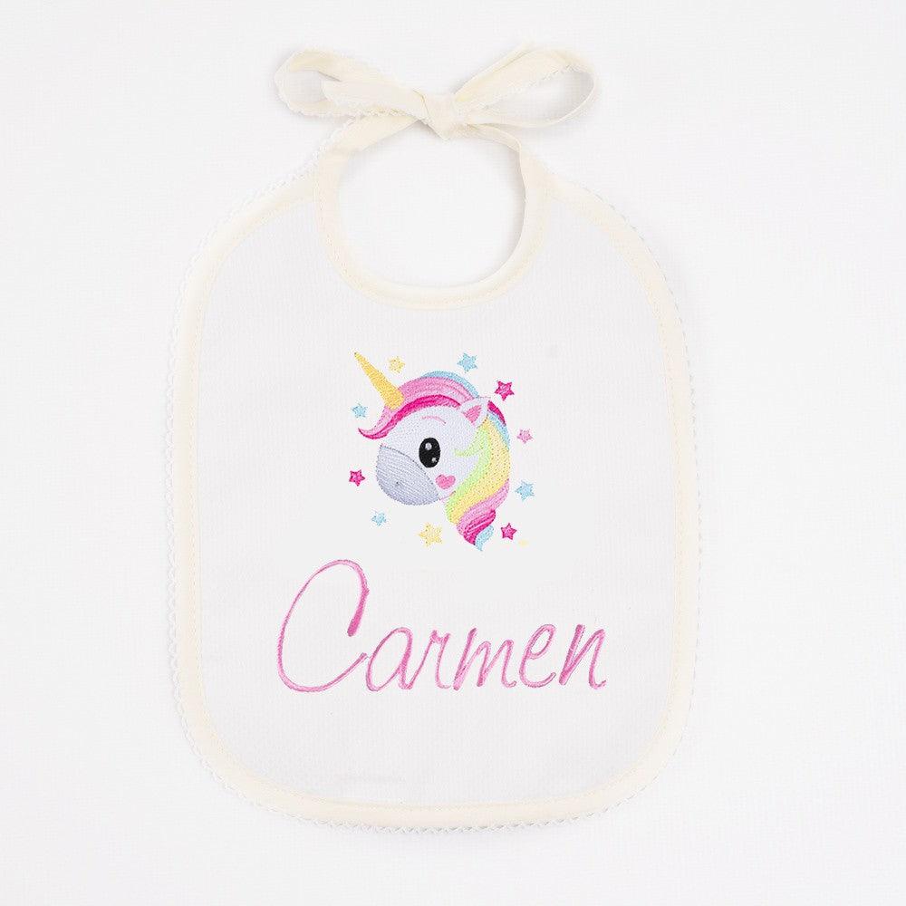 Babero Personalizado Bebé Bordado Unicornio Galleta Nanetes - Nanetes #