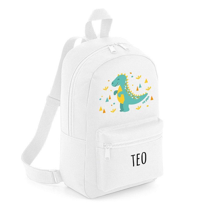 Mochila Junior Infantil Personalizada Loneta Dinosaurio Colores Mi Pipo - Nanetes #