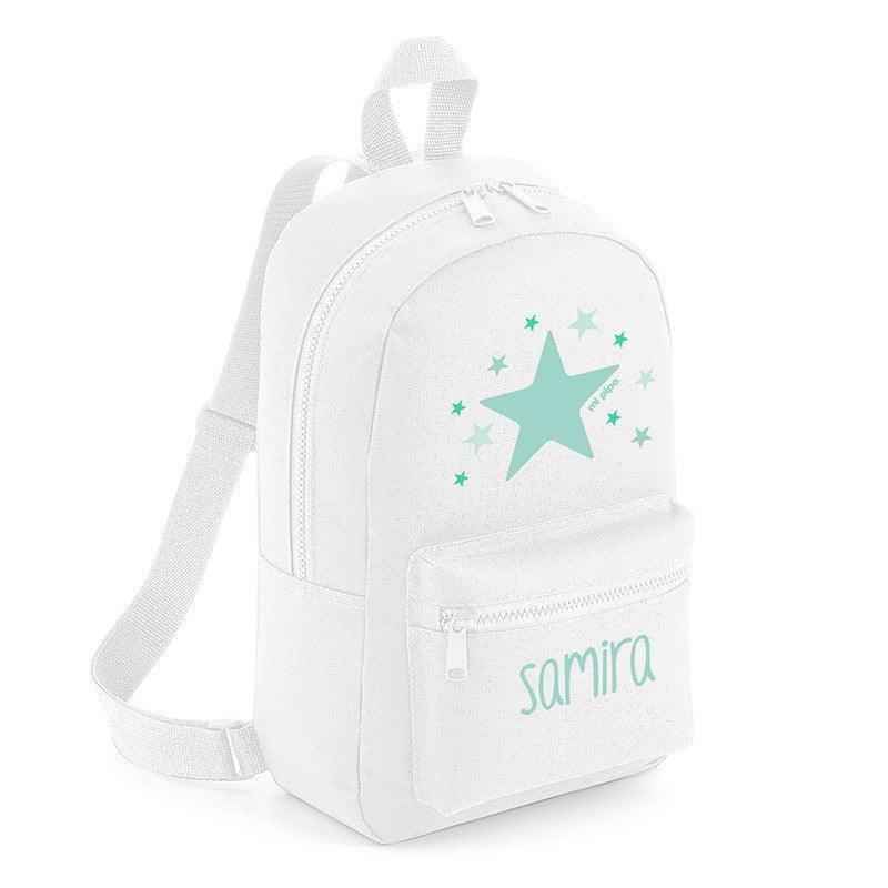 Mochila Junior Infantil Personalizada Loneta Estrella Menta Mi Pipo - Nanetes #