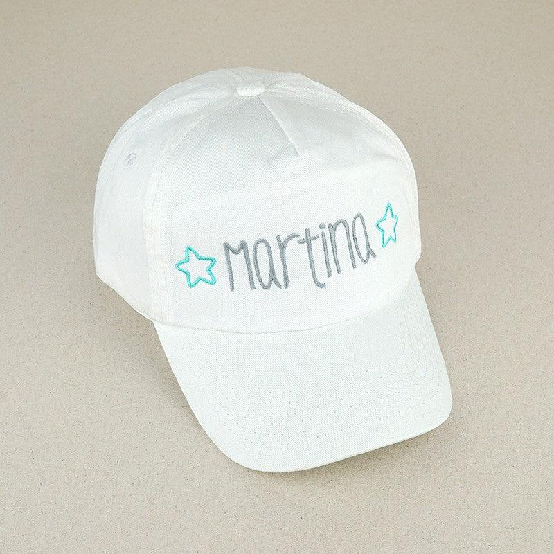 Gorra Junior Personalizada Nombre Estrellas Blanca Mi Pipo - Nanetes #
