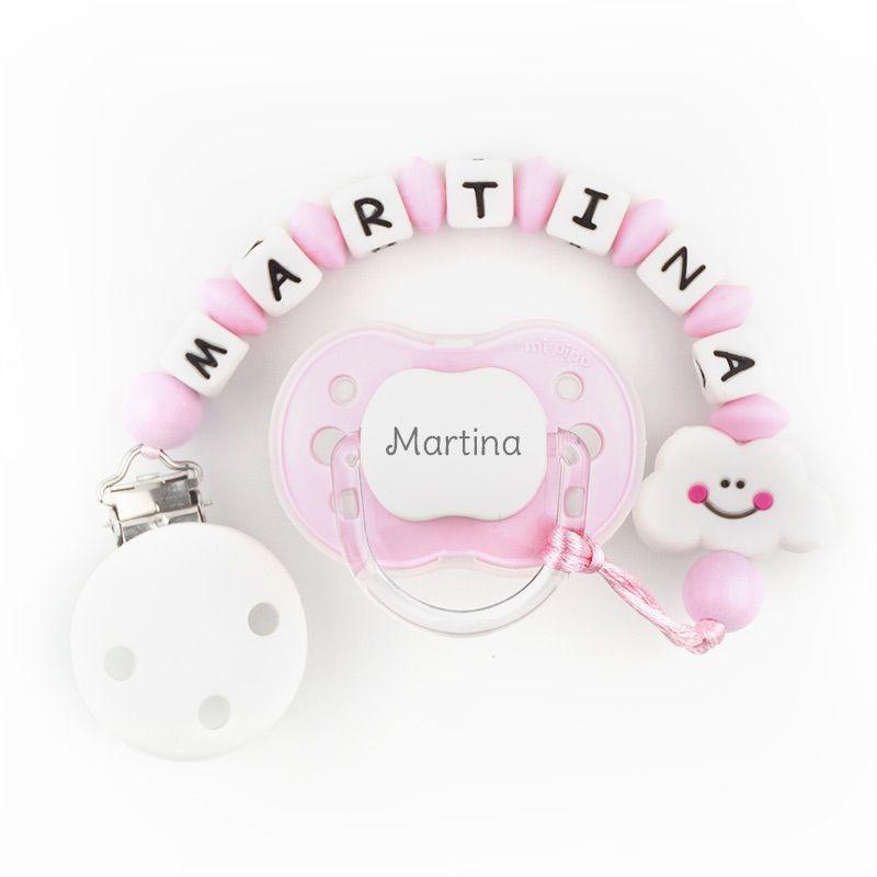 Chupete y Chupetero Silicona Nube Rosa - Nanetes #