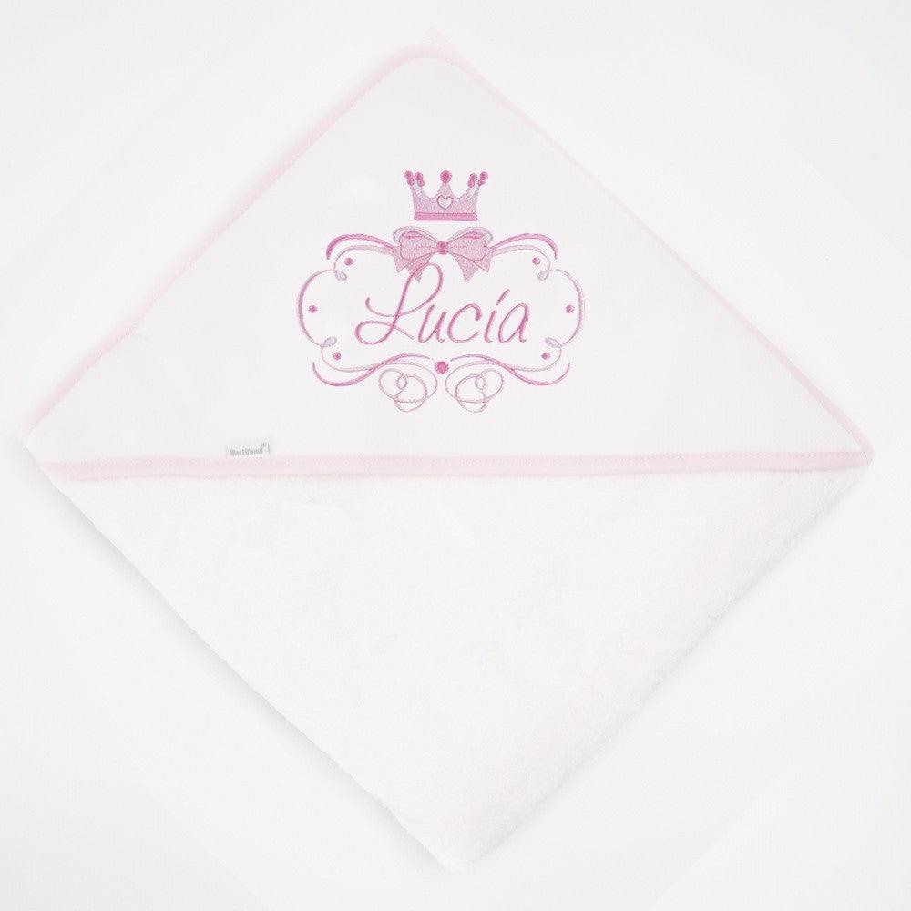 Capa de Baño Bebé Personalizada Princesa Corona Lazos Nanetes - Nanetes #