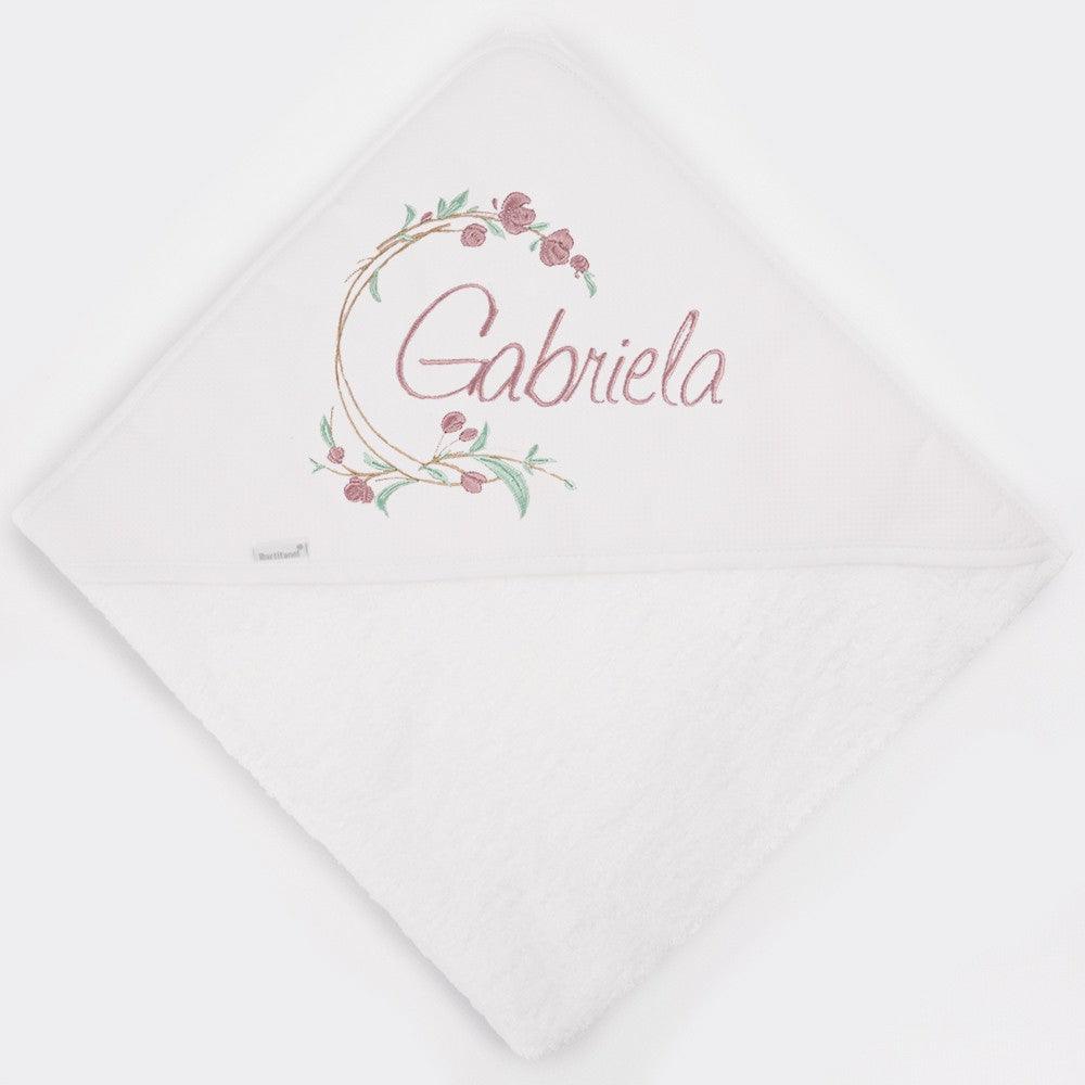 Capa de Baño Bebé Personalizada Circulo Flores Abiertas Nanetes - Nanetes #