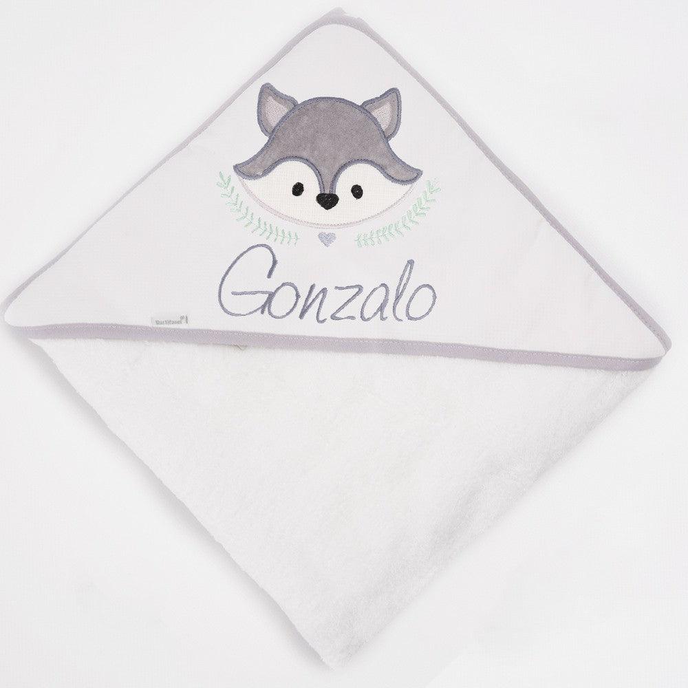 Capa de Baño Bebé Personalizada Zorro Fox Gris Nanetes - Nanetes #