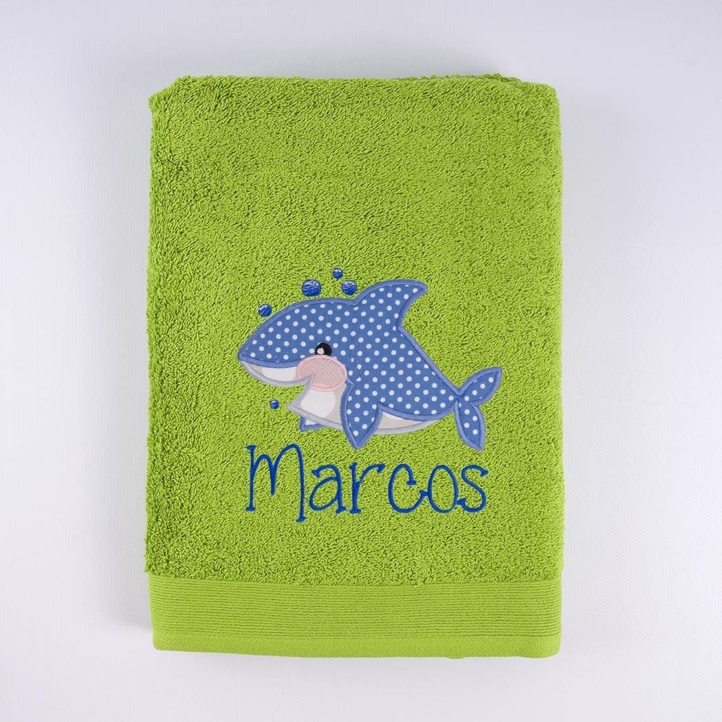 Toalla Personalizada Bordada Infantil Baby Shark Nanetes