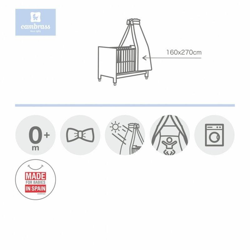 Dosel de cuna Universal Mosquitera Voile Blanco Cambrass - Nanetes #