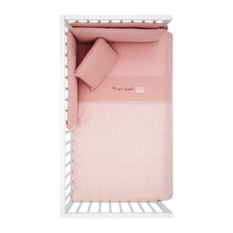 Funda Nórdica con Chichonera y Cojín Cuna Bebé 3 piezas Cambrass Forest Rosa - Nanetes #