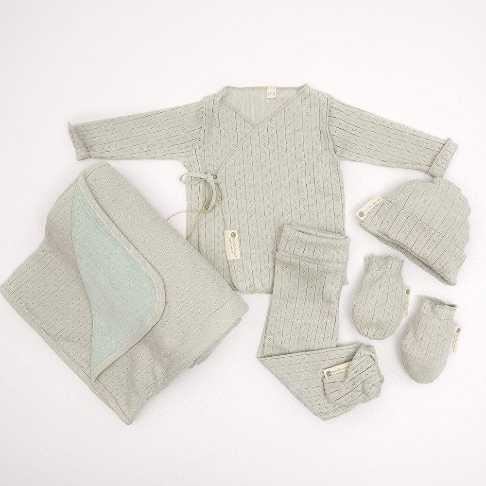 Pack Primera Puesta Bebé Arrullo Calado Verde - Nanetes #