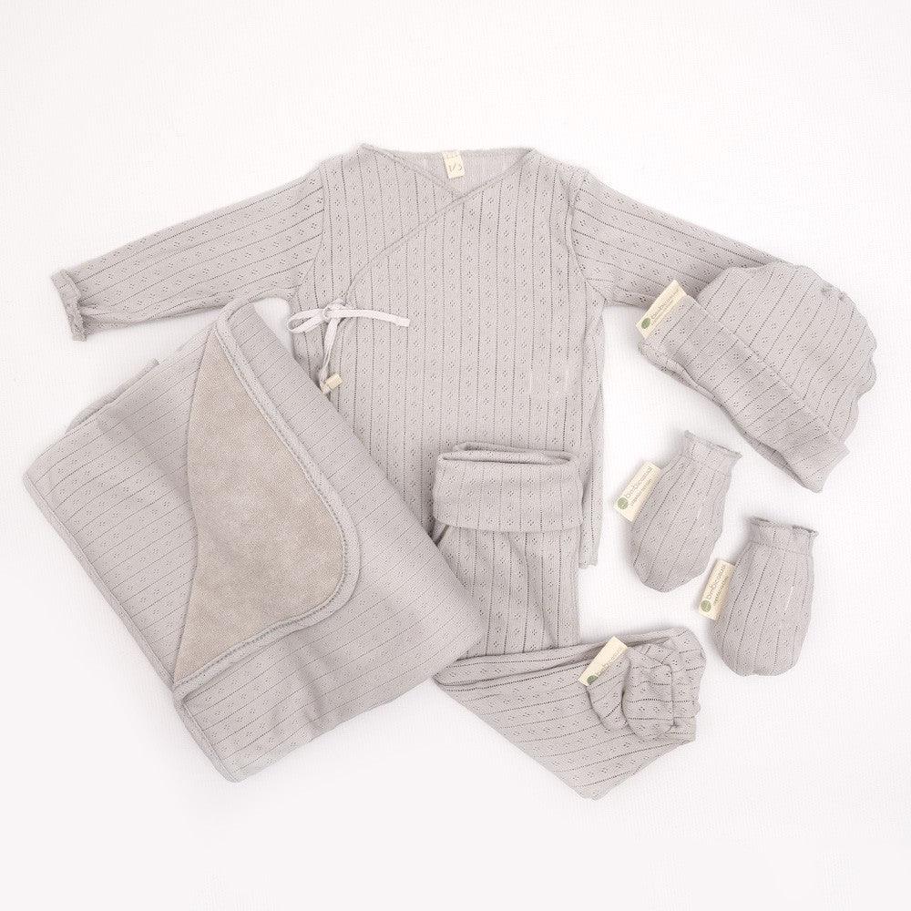 Pack Primera Puesta Bebé Arrullo Calado Gris - Nanetes #