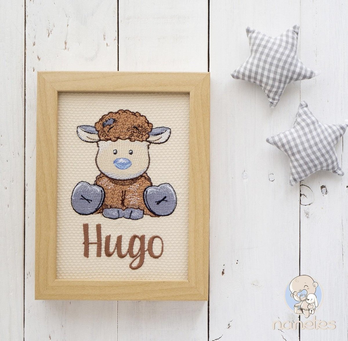 Cuadro Infantil Personalizado Bordado Cordero Old Toy Nanetes - Nanetes