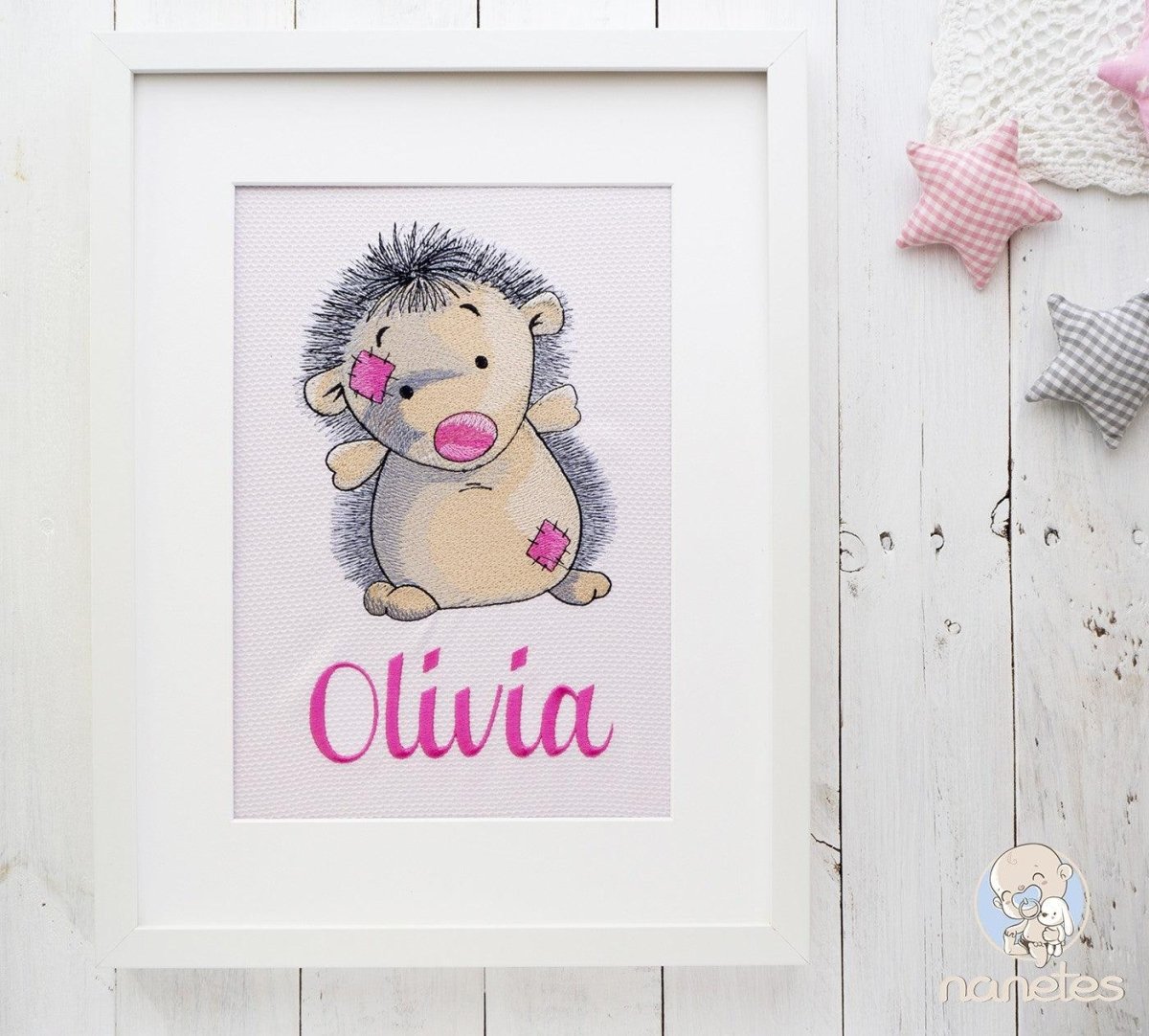 Cuadro infantil Personalizado Nanetes Bordado Erizo - Nanetes