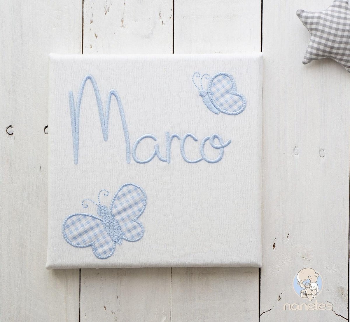 Cuadro Bebé Personalizado Nanetes Lienzo Mariposas - Nanetes