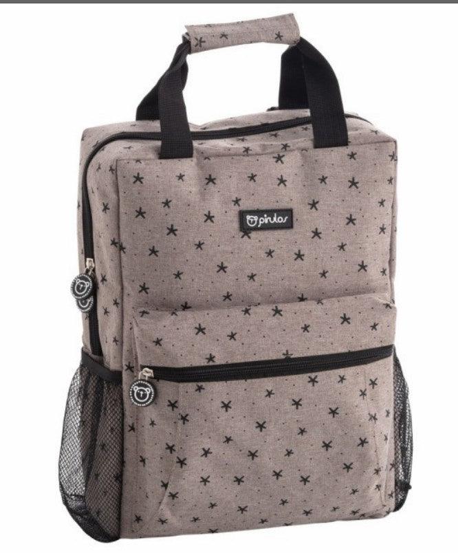 Bolso Mochila Carro Maternidad Lino Estrellas Pirulos - Nanetes #