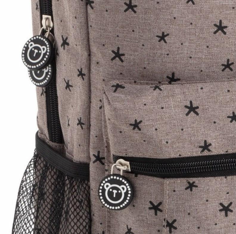 Bolso Mochila Carro Maternidad Lino Estrellas Pirulos - Nanetes #