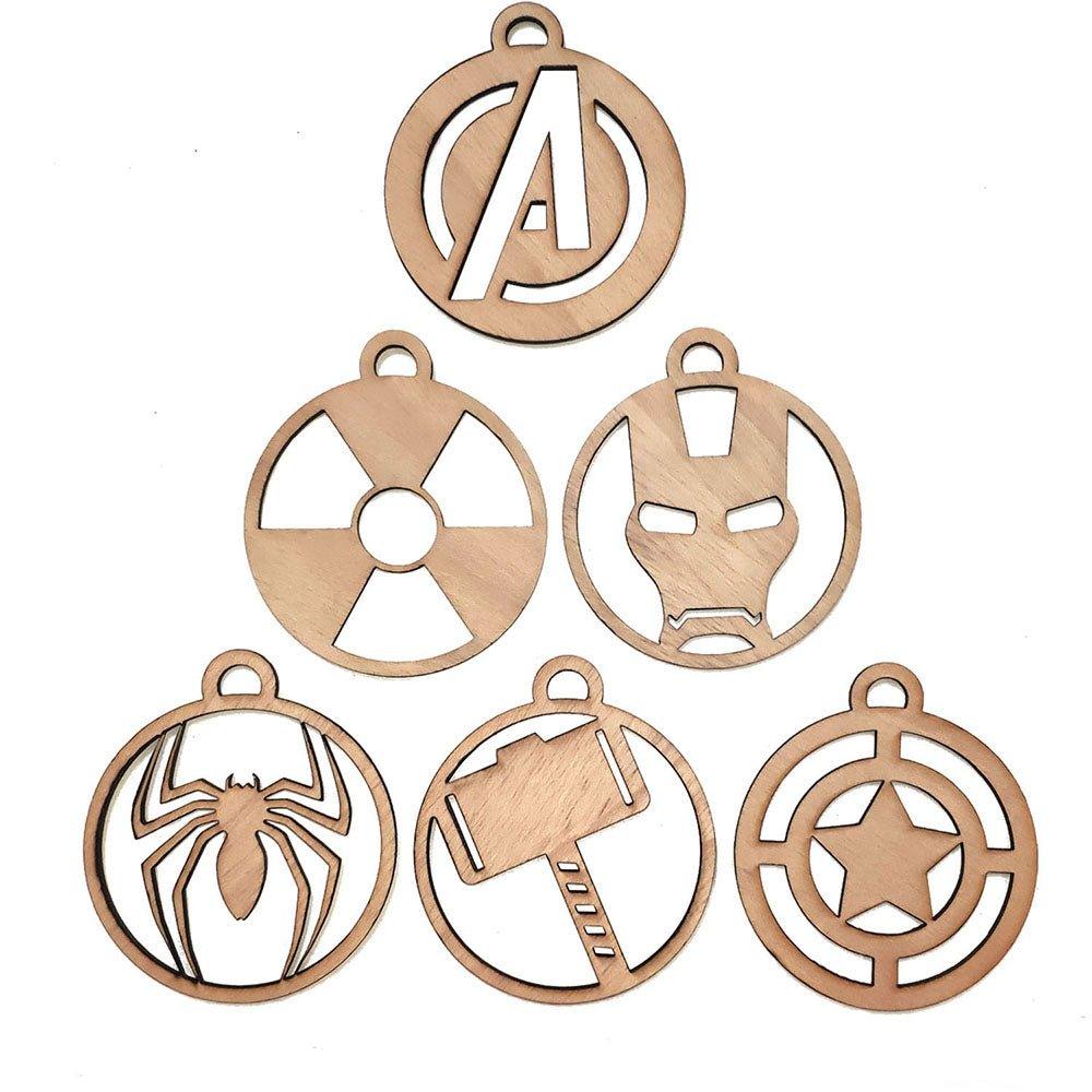 Adornos Navidad Súper Héroes Bolas Madera 5 - Nanetes #