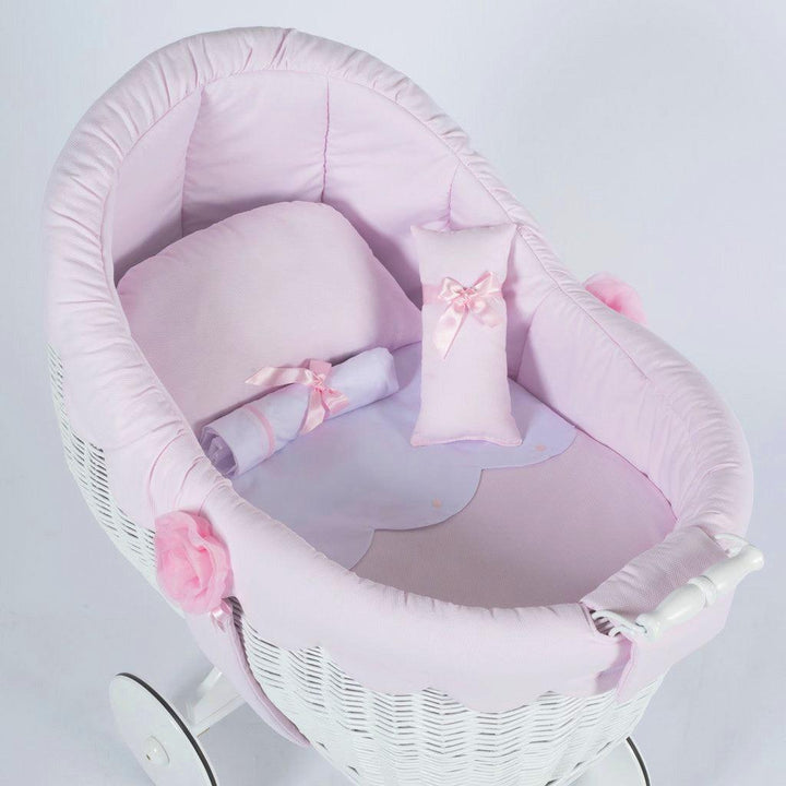 Moises De Mimbre Dulce Rosa Abc Baby - Nanetes #